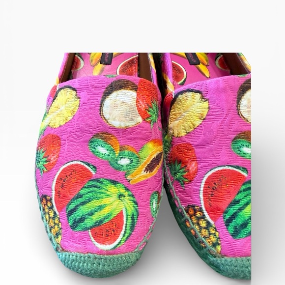 Dolce & Gabbana Pink Vibrant Colorful Tropical Fruit Espadrilles EU 38 US 8 - Picture 8 of 14